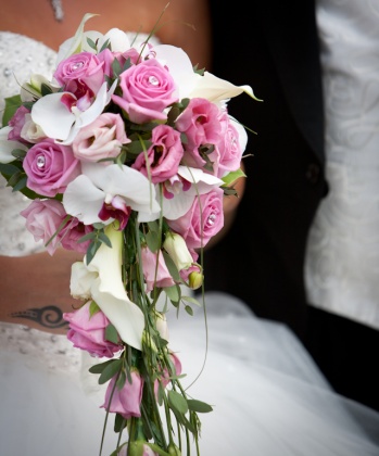 Bouquets - pink & white rose, calla lily & orchid shower bouquet