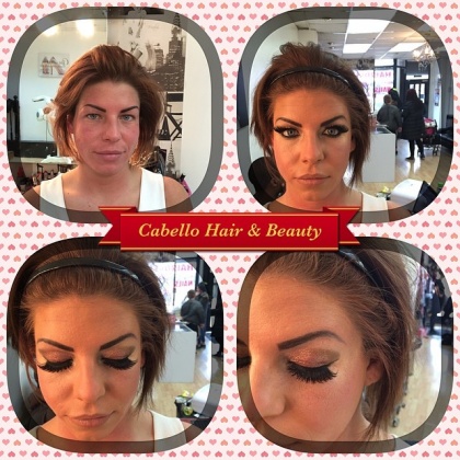 Cabello - full face make up before and after