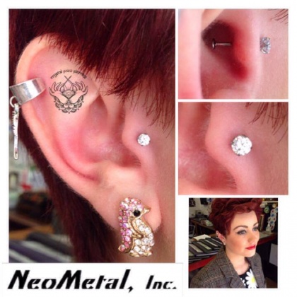 Crystal Point Piercing - Tragus with NeoMetal quality jewellery