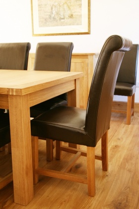 Top Furniture Ltd Uttoxeter - Titan scroll back leather dining chairs